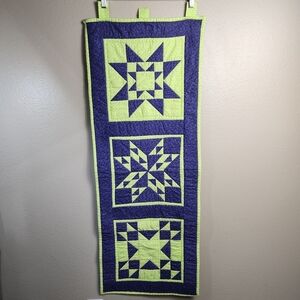 Handmade Purple/Lime Green Quilted Wall Hanging/Runner 17x44"